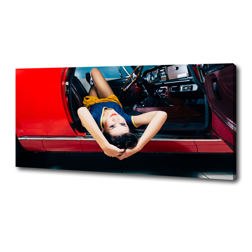 Tableau mural sur toile Femme dans une voiture