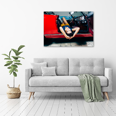 Tableau mural sur toile Femme dans une voiture