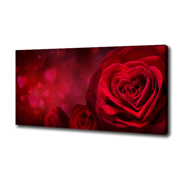 Tableau photo sur toile Rose rouge de cœur