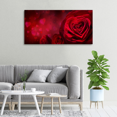 Tableau photo sur toile Rose rouge de cœur