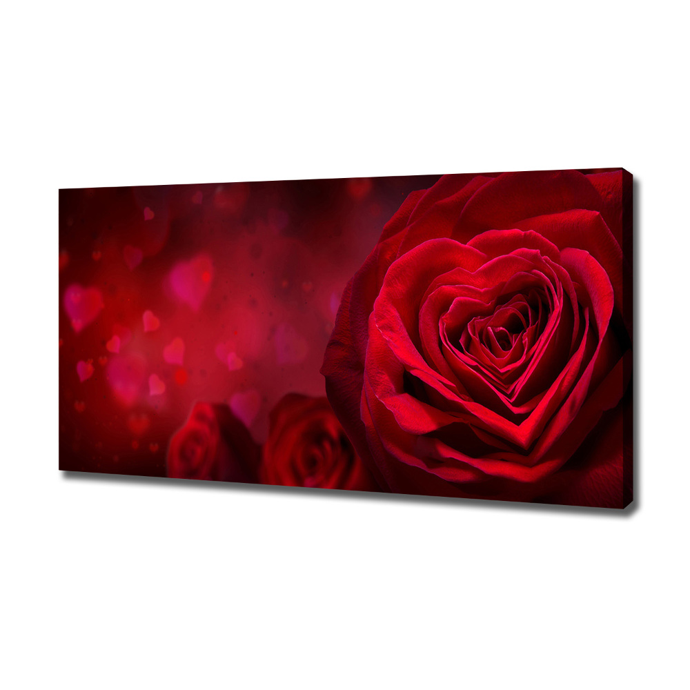 Tableau photo sur toile Rose rouge de cœur