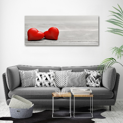 Tableau photo sur toile Coeurs sur bois