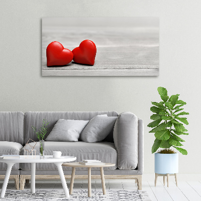 Tableau photo sur toile Coeurs sur bois