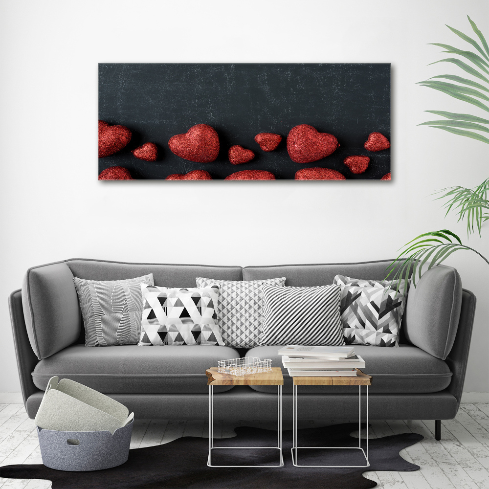 Tableau mural sur toile Coeurs sur un tableau noir