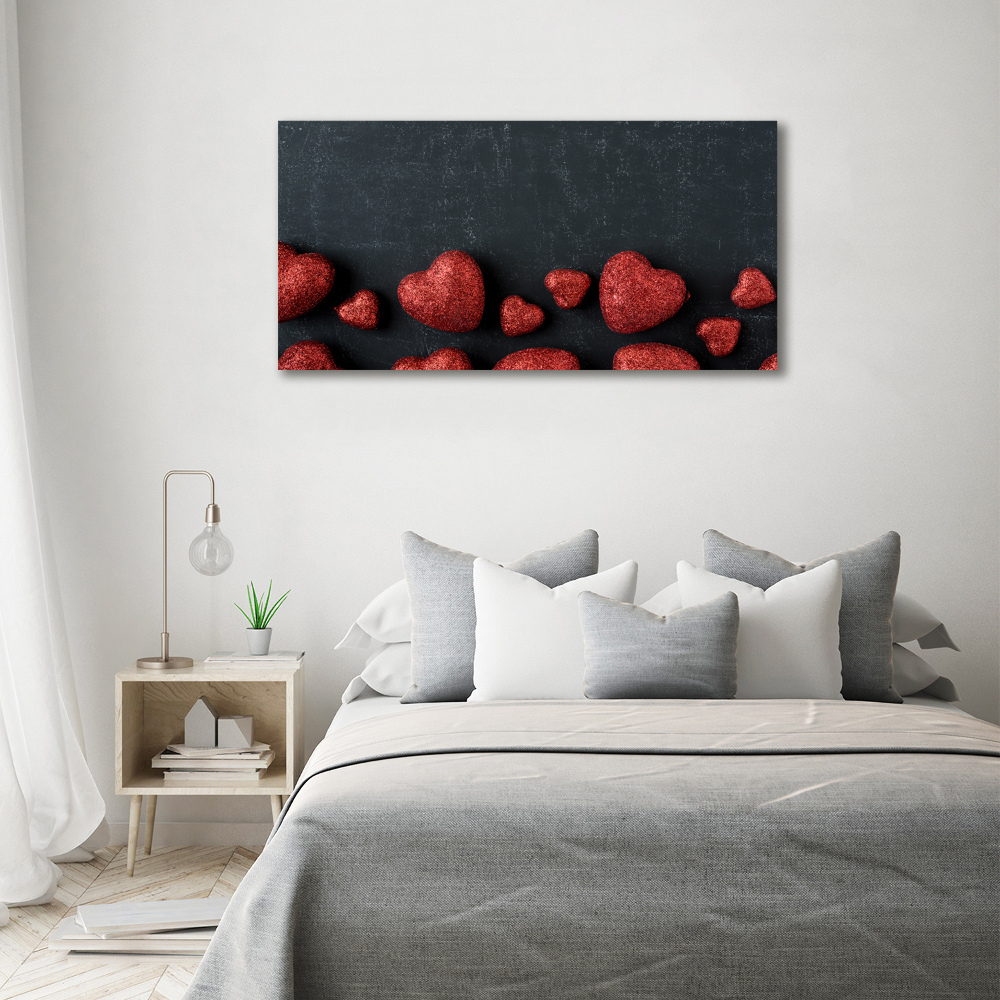 Tableau mural sur toile Coeurs sur un tableau noir