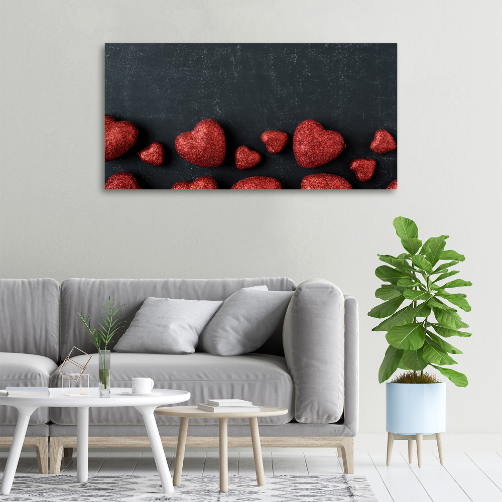 Tableau mural sur toile Coeurs sur un tableau noir