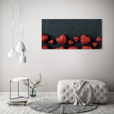 Tableau mural sur toile Coeurs sur un tableau noir