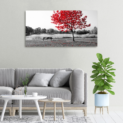 Tableau sur toile Arbre rouge