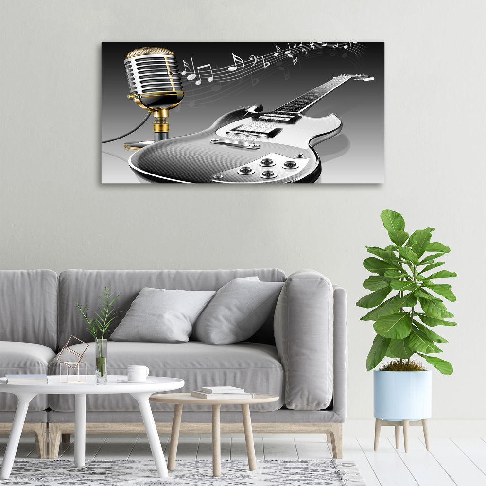 Tableau imprimé sur toile Guitare et microphone