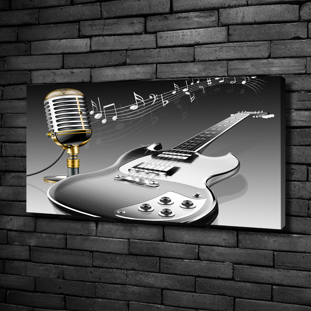 Tableau imprimé sur toile Guitare et microphone