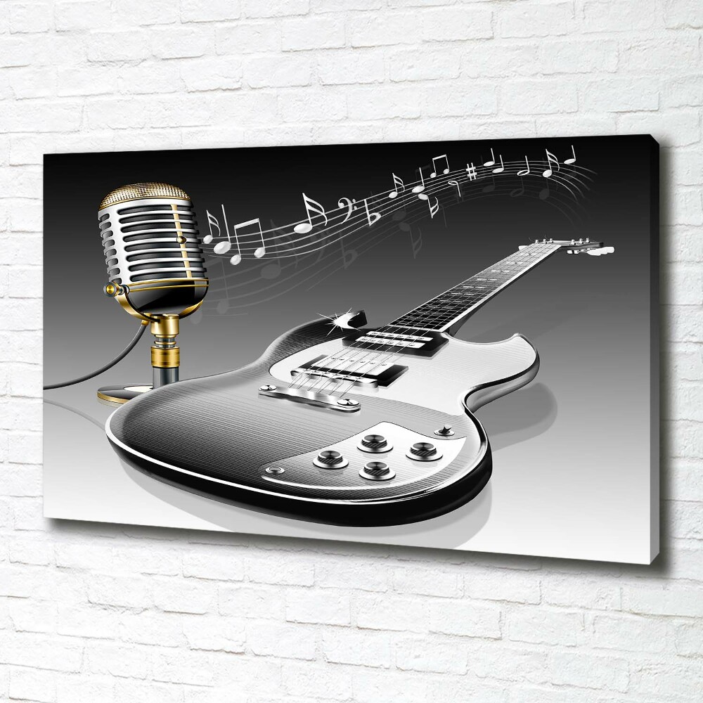 Tableau imprimé sur toile Guitare et microphone