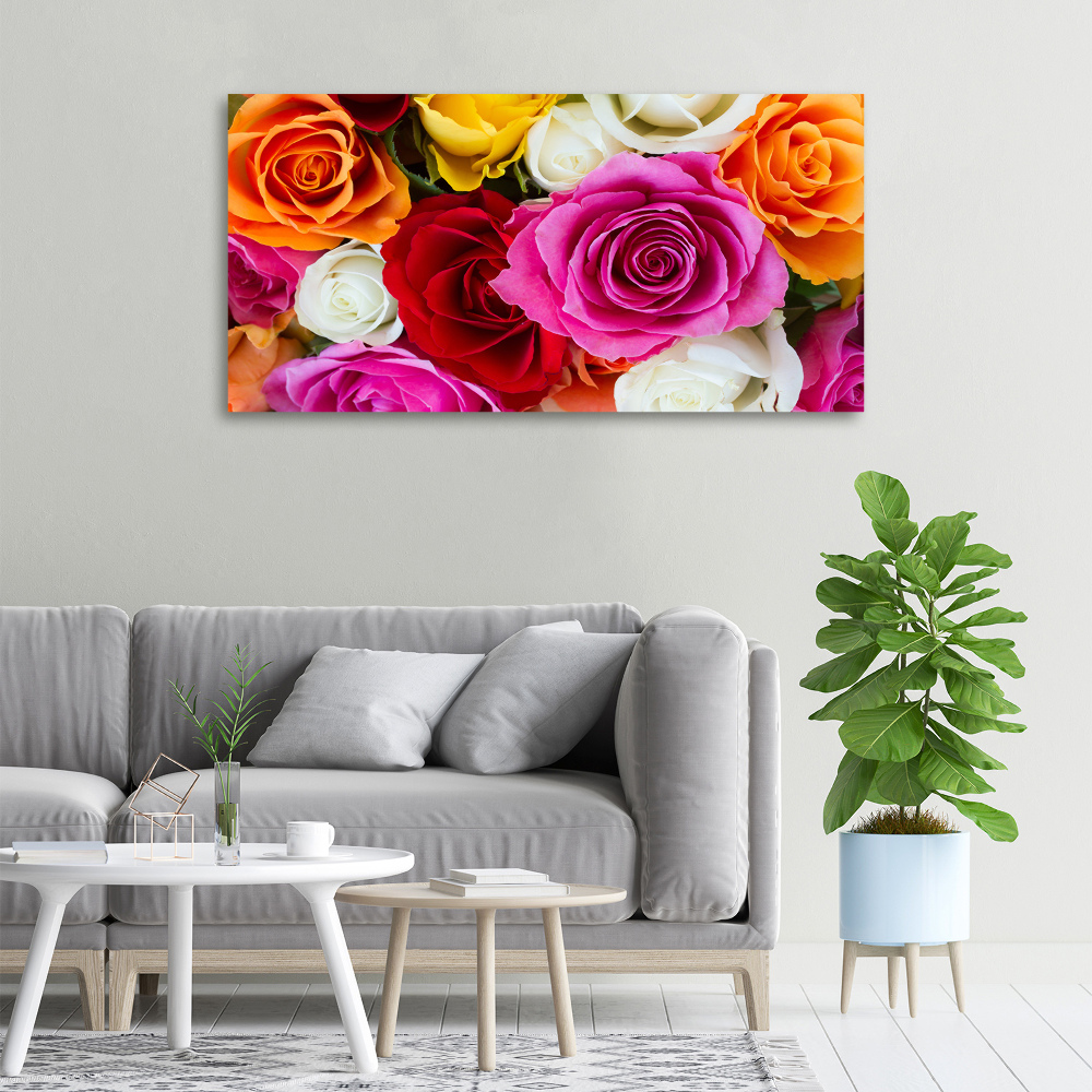 Tableau sur toile Roses colorées