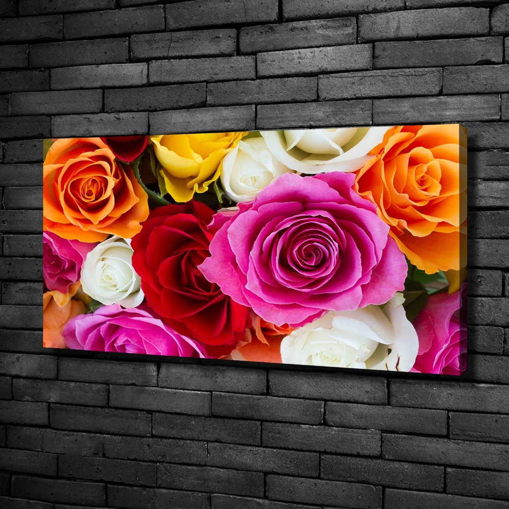 Tableau sur toile Roses colorées