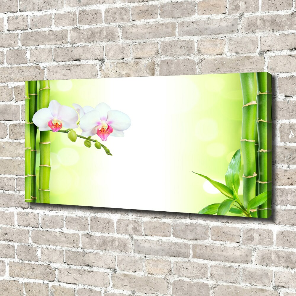 Tableau mural sur toile Orchidée et bambou