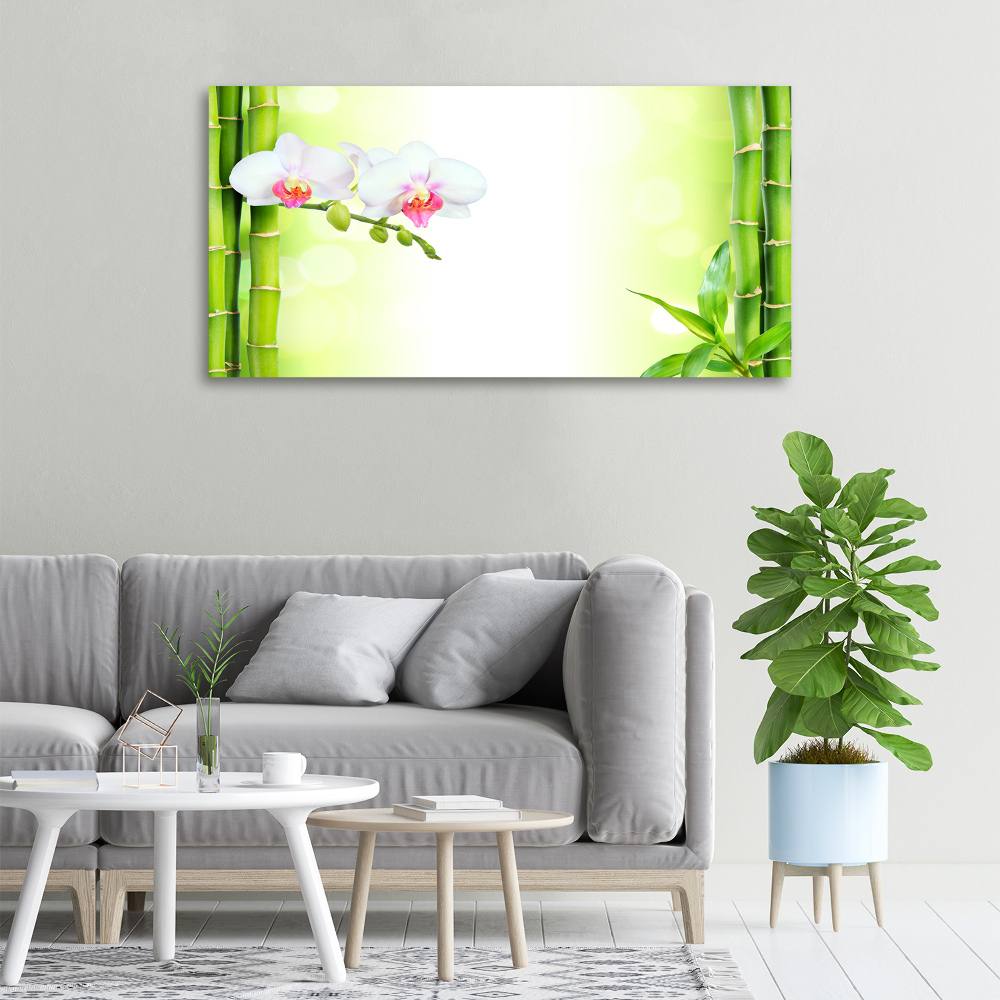 Tableau mural sur toile Orchidée et bambou