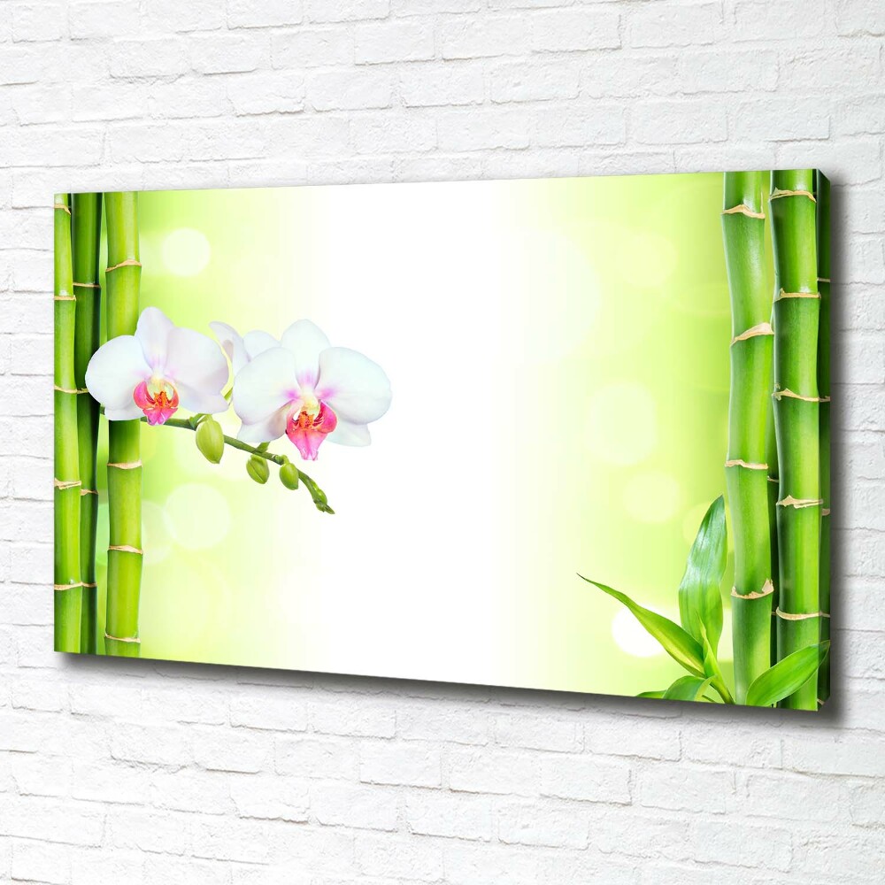 Tableau mural sur toile Orchidée et bambou