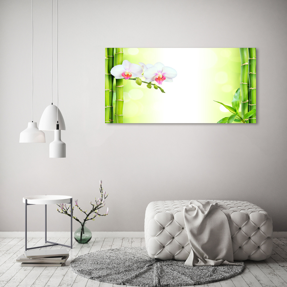 Tableau mural sur toile Orchidée et bambou