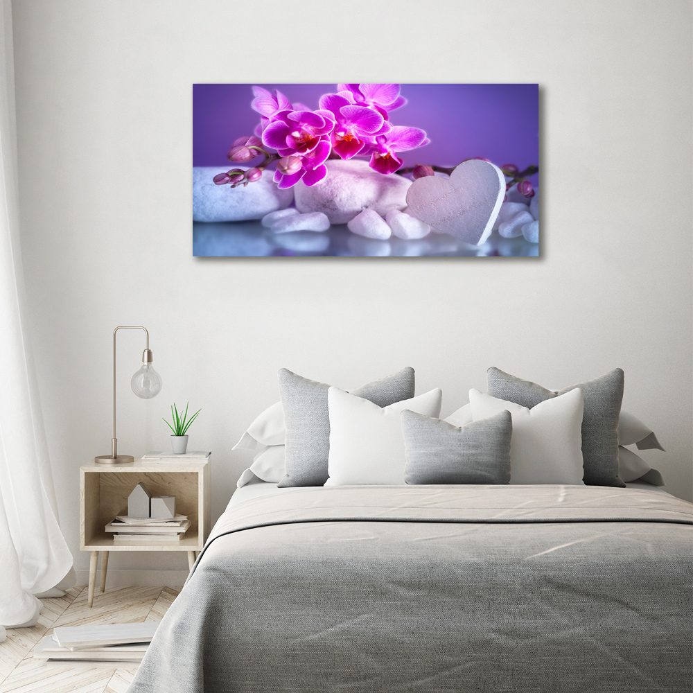 Tableau sur toile Orchidée et cœur