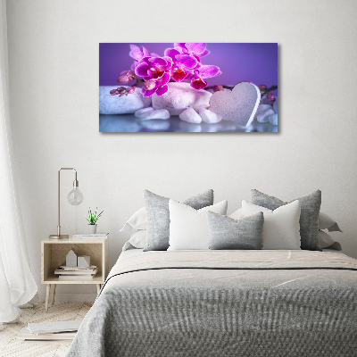 Tableau sur toile Orchidée et cœur