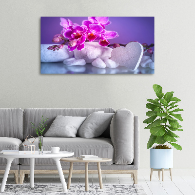 Tableau sur toile Orchidée et cœur