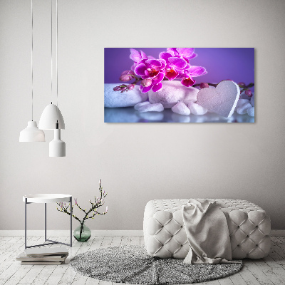 Tableau sur toile Orchidée et cœur