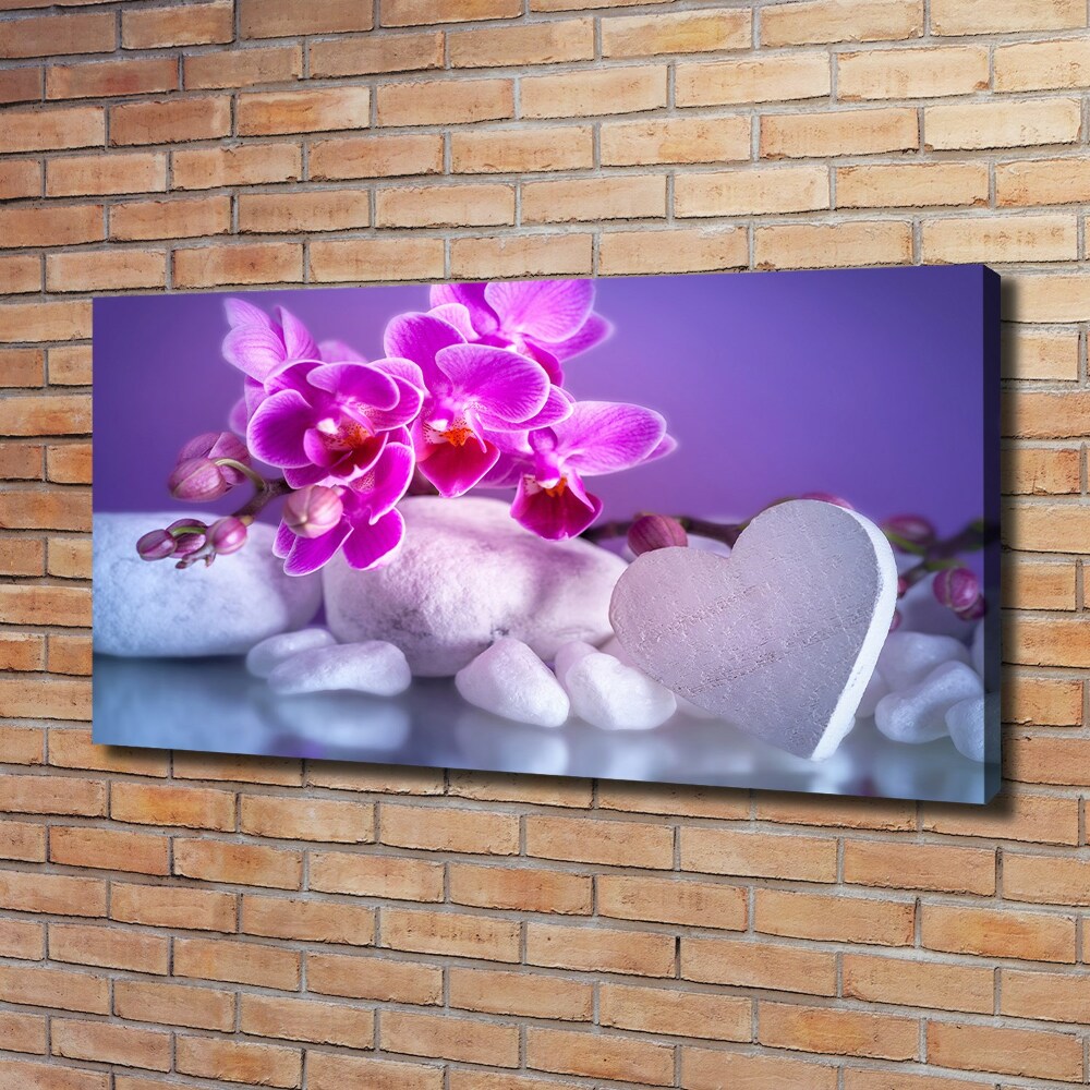 Tableau sur toile Orchidée et cœur