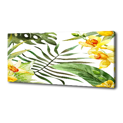 Tableau imprimé sur toile Fleurs et feuilles exotiques