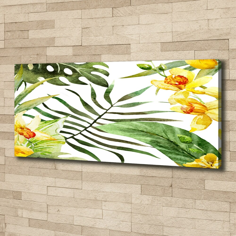 Tableau imprimé sur toile Fleurs et feuilles exotiques