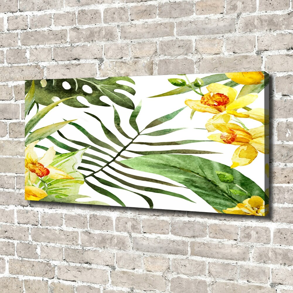 Tableau imprimé sur toile Fleurs et feuilles exotiques