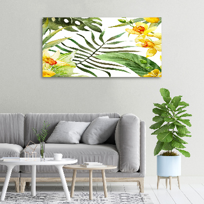 Tableau imprimé sur toile Fleurs et feuilles exotiques