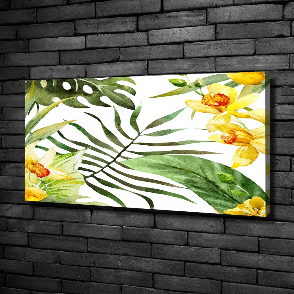 Tableau imprimé sur toile Fleurs et feuilles exotiques