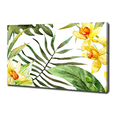 Tableau imprimé sur toile Fleurs et feuilles exotiques