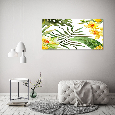 Tableau imprimé sur toile Fleurs et feuilles exotiques