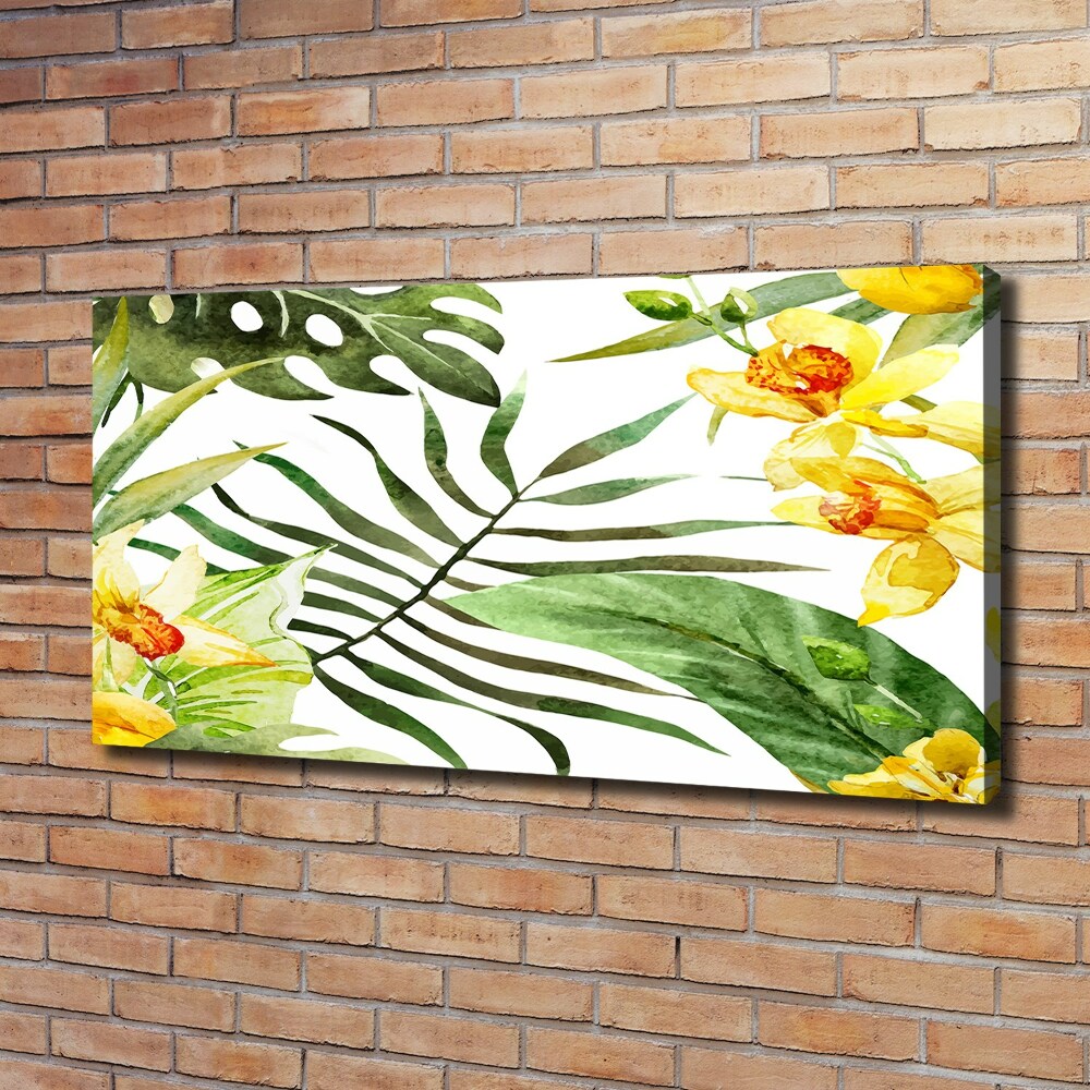 Tableau imprimé sur toile Fleurs et feuilles exotiques