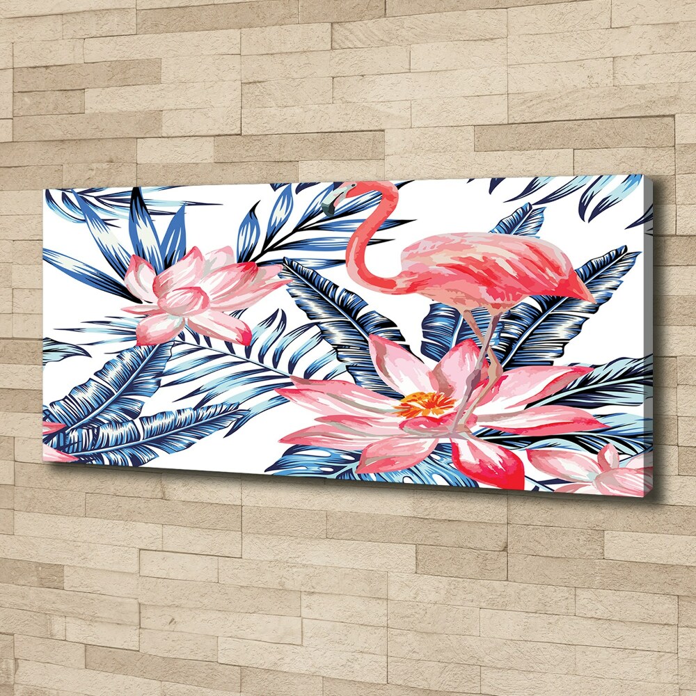 Tableau mural sur toile Flamants et plantes