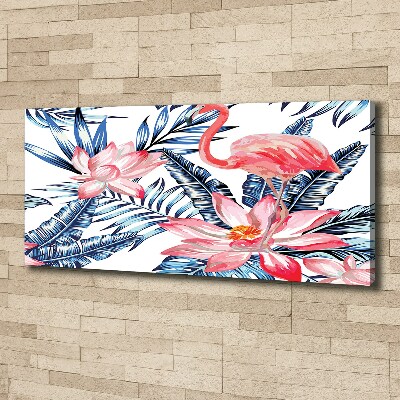 Tableau mural sur toile Flamants et plantes