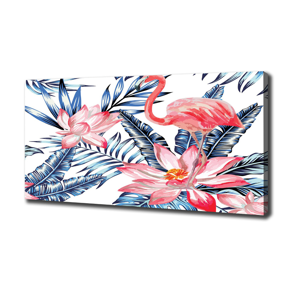 Tableau mural sur toile Flamants et plantes