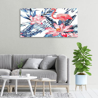 Tableau mural sur toile Flamants et plantes