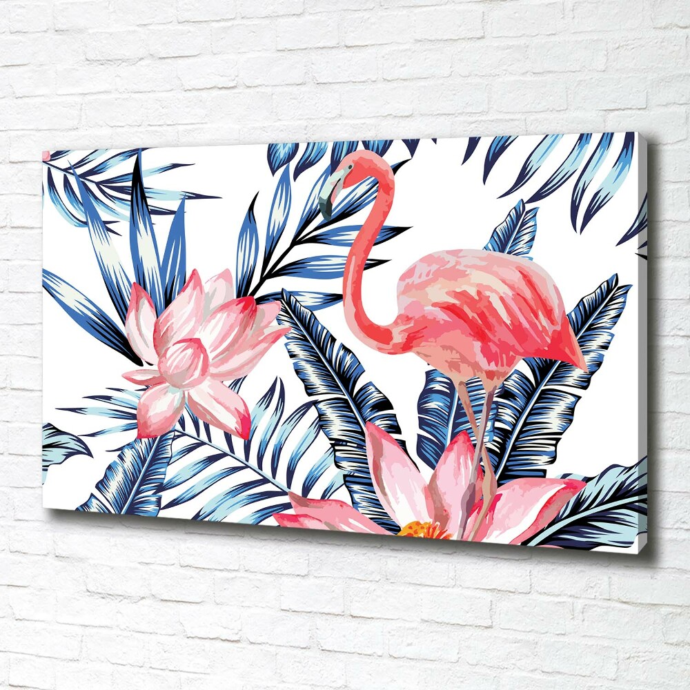 Tableau mural sur toile Flamants et plantes