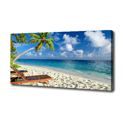 Tableau photo sur toile Plage tropicale palmiers