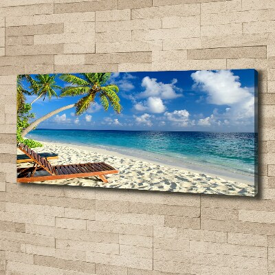 Tableau photo sur toile Plage tropicale palmiers