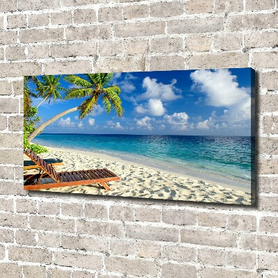 Tableau photo sur toile Plage tropicale palmiers