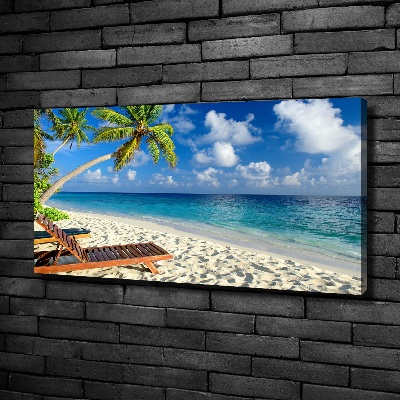 Tableau photo sur toile Plage tropicale palmiers