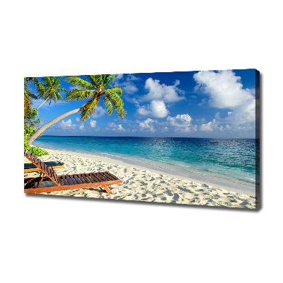 Tableau photo sur toile Plage tropicale palmiers