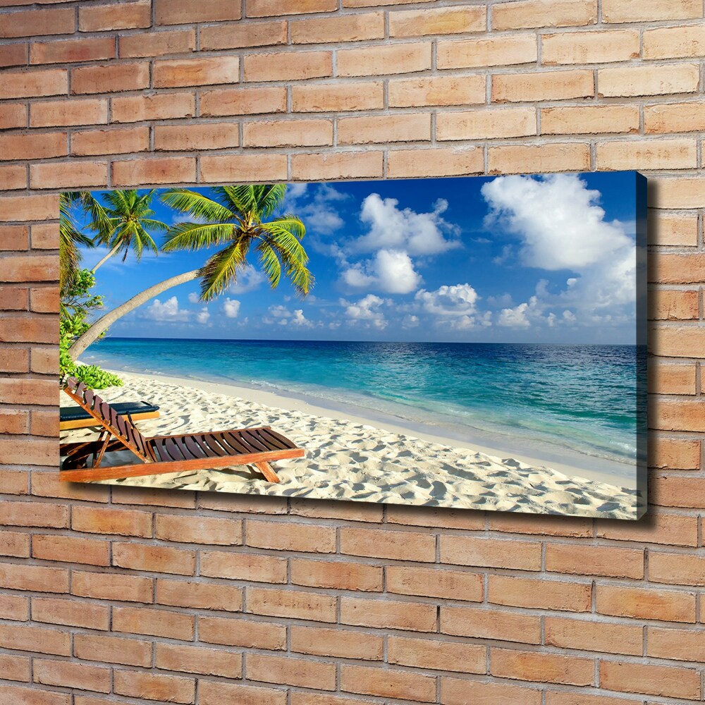 Tableau photo sur toile Plage tropicale palmiers