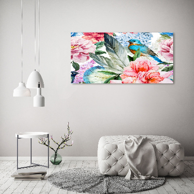 Tableau sur toile Fleurs et oiseaux