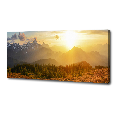 Tableau toile imprimée Coucher de soleil sur les montagnes