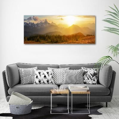 Tableau toile imprimée Coucher de soleil sur les montagnes