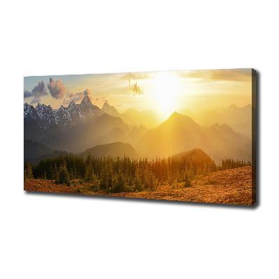 Tableau toile imprimée Coucher de soleil sur les montagnes