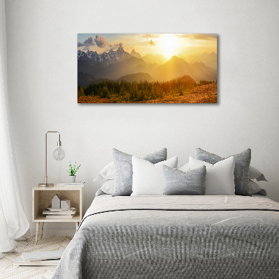 Tableau toile imprimée Coucher de soleil sur les montagnes